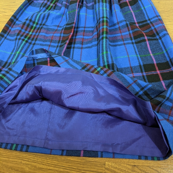 LINDSEY BLAKE PLAID WOOL LONG MAXI SKIRT TARTAN - Picture 4 of 6